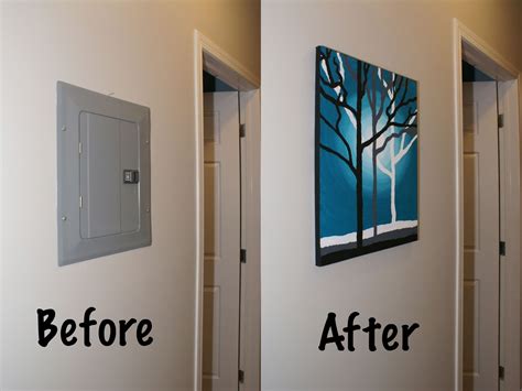 how to hide a hanging electric box|electrical wall covering ideas.